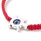 Resin Evil Eye & Alloy Braided Bead Bracelet BJEW-JB08494-01-5