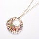 Iron and Seed Beads Pendant Necklaces NJEW-JN02341-4