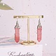 Cherry Quartz Glass Double Point Bullet Dangle Stud Earrings EJEW-PH01406-01-3