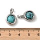 Synthetic Turquoise Brass Flat Round Charms KK-M270-39P-02-3