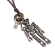 Adjustable Men's Zinc Alloy Pendant and Leather Cord Lariat Necklaces NJEW-BB15999-10