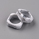 正方形の不透明な樹脂の指輪  天然石風  ホワイトスモーク  usサイズ6 1/2(16.9mm) RJEW-S046-003-B01-5