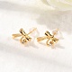 Серьги-гвоздики с бантом из латуни с микропаве из прозрачных кубических цирконий EJEW-C158-14A-G-2