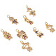 Fashewelry 16Pcs 8 Style Brass Micro Pave Mixed Color Cubic Zirconia Pendants ZIRC-FW0001-03-2