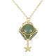 Brass Braided Macrame Pouch Star Pendant Necklace NJEW-TA00096-1