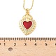 Латунные микропаве прозрачные кубические цирконии ожерелья с подвеской в виде испуганного сердца NJEW-D306-05G-3