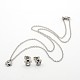 304 Stainless Steel Rhinestone Flower Jewelry Sets X-SJEW-F007-02-1