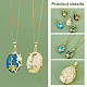 PH PandaHall 5pcs Natural Stone Pendants Wire Wrapped Gemstone Pendants Oval Gemstone Charms Natural Stone Charms with Golden Flower for Jewelry Necklace Bracelet DIY Crafts Making G-PH0036-01-4