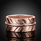 Classic Real Rose Gold Plated Brass Leaf Wide Band Rings RJEW-BB14627-7RG-3