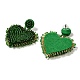 Saint Patrick's Day Glass Seed Beaded Dangle Stud Earrings EJEW-F327-01C-2