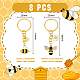 Dicosmetic 8 Uds 2 estilos llavero con dijes de abeja dorada llaveros de abeja de miel con rhinestone llavero lindo animal llavero de abejorro aleación de esmalte insecto llavero para mujer bolsos monederos KEYC-DC0001-14-2