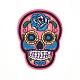 機械刺繍布地アイロンワッペン  マスクと衣装のアクセサリー  アップリケ  砂糖の頭蓋骨  メキシコの死者の祝日  ショッキングピンク  72.2x53x1.9mm DIY-WH0139-A01-1