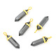 Natural Black Stone Bullet Double Terminated Pointed Pendants G-G902-B27-1