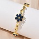 Браслеты-цепочки с цветами и листьями из латуни с микропаве из кубических цирконий для женщин BJEW-G764-03G-3