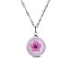 SHEGRACE Rhodium Plated 925 Sterling Silver Round Pendant Necklaces JN370A-1