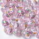Printed & Spray Painted Transparent Glass Beads GLAA-S047-04B-04-1