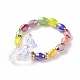 Эластичное кольцо с бабочкой из стекла и латуни для женщин RJEW-JR00463-5