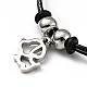 304 Stainless Steel Dog Charm Bracelet with Waxed Cord for Women BJEW-A125-14-2