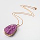 Natural Drusy Agate Pendant Necklaces NJEW-JN01120-2