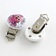 Owl Pattern Printed Wooden Baby Pacifier Holder Clip with Iron Clasp WOOD-R241-07-1