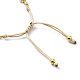 Verstellbares Gliederarmband aus Glasperlen und Messingketten für Damen BJEW-O187-12-4