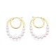 ABS Plastic Imitation Pearl Beaded Double Oval Hoop Earrings EJEW-P205-13G-1