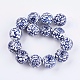 Perles en porcelaine bleue et blanche manuelles PORC-G002-38-1
