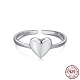 925 серебряное кольцо-манжета с родиевым покрытием и открытым сердцем RJEW-A019-05P-1