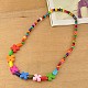 Colorful Wood Necklaces for Kids NJEW-JN00308-3