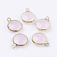 Golden Tone Brass Glass Flat Round Charms GLAA-M003-D-13G-1