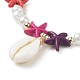 2 Uds. Conjunto de pulseras elásticas con cuentas de perlas de vidrio y turquesa sintética (teñidas) de 2 estilos de estrella de mar y tortuga BJEW-JB08994-7