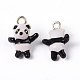 Silver Plated Alloy Enamel 3D Panda Pendants X-ENAM-Q382-09-1