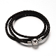 3 Loops Braided PU Leather Cord Wrap Bracelets MAK-L003-06-1
