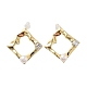 Natural Pearl Rhombus Stud Earrings EJEW-P256-92G-1