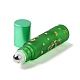 ガラスエッセンシャルオイルローラーボトル  ふたとステンレス鋼のローラーボールが付いている  詰め替え可能なボトル  幸運の猫の模様と中国語の文字の列  薄緑  2x8.6cm  穴：9.5mm  容量：10ml（0.34fl.oz） MRMJ-M002-02A-02-3
