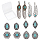 SUNNYCLUE 1 Box 12Pcs 6 Styles Synthetic Turquoise Charms Alloy Feather Teardrop Flower Tibetan Style Vintage Antique Silver Pendants for Jewelry Making Charms Bracelets Necklaces Supplies PALLOY-SC0003-64AS-1