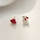 Серьги-гвоздики с эмалевым сплавом в виде кролика с сердцем FS-WG4A98E-01-3