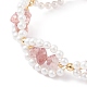 Bracelet perlé de perles de quartz et de coquillages à la fraise naturelle BJEW-TA00029-03-3