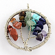 Tree of Life Brass Wire Wrapped Big Pendants with Natural & Synthetic Mixed Stone Beads G-R286-01-2