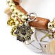 Alloy & Resin Beads Three Loops Wrap Style Bracelet BOHO-PW0001-044A-3