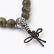 Perles de bois de santal rondes teintes naturelles bracelets extensibles BJEW-JB03844-01-2