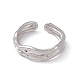 304 anillo de puño abierto de onda torcida de acero inoxidable para mujer RJEW-C045-23P-2