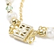 Pulsera de varios hilos con perlas naturales y cuentas de vidrio con cadenas de cable de latón para mujer BJEW-TA00077-01-6