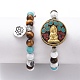 Conjuntos de pulseras elásticas guan yin y loto con tema budista BJEW-JB04874-3