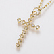 Brass Cubic Zirconia Pendant Necklaces NJEW-H479-08-2