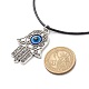 Hamsa-Hand aus Legierung mit Emaille-Halskette mit Anhänger des bösen Blicks für Frauen NJEW-JN03956-01-5