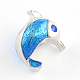 Perles européennes en émail en alliage de dauphin plaqué couleur argent ENAM-Q421-15D-1