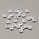 Perles de lettre à trous horizontaux acryliques blanches et noires X-SACR-Q101-01U-1