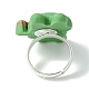 カエル樹脂フィンガーリング  シルバー真鍮の調節可能なリング  バリーウッド  内径：14.5mm RJEW-JR00639-03-4