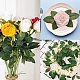 Gorgecraft60pcsバルクバラの葉緑の人工偽の葉装飾花と現実的なブドウの茎バレンタインの結婚式のアレンジメントセンターピース小さな花束ガーランドクラフト DIY-GF0003-80-2